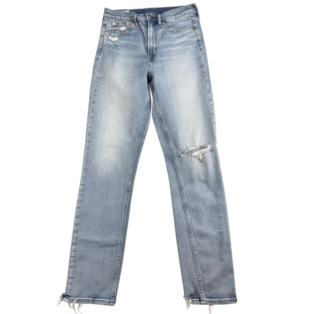 Gap‎ High Rise Cigarette Jeans 28 6T Authentic Destructed Light Wash Blue Denim